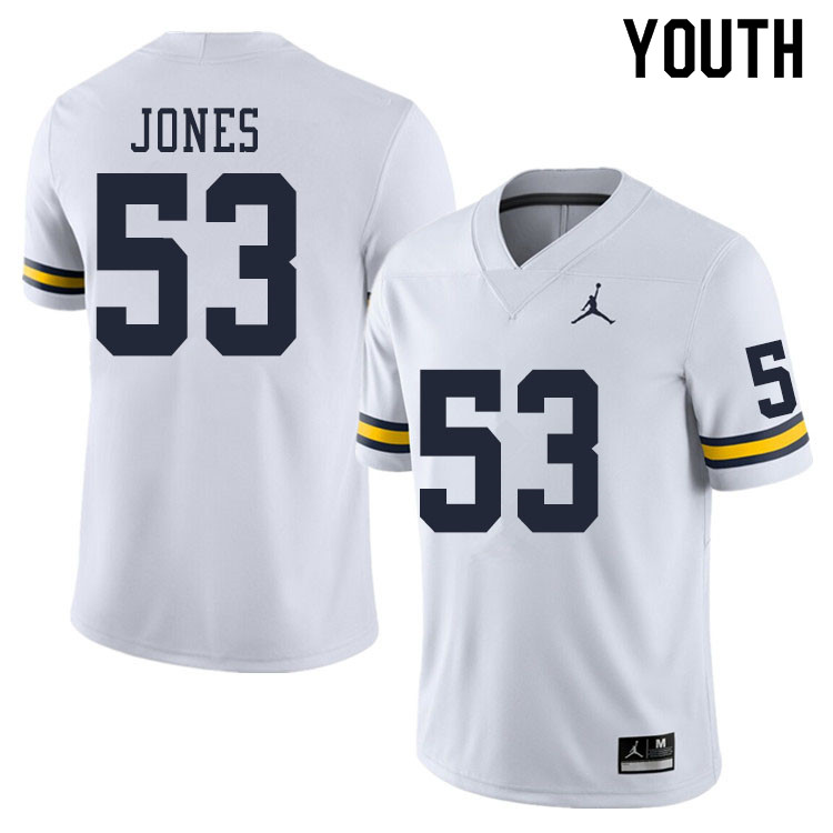 Youth #53 Trente Jones Michigan Wolverines College Football Jerseys Sale-White